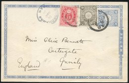 1900 Postal Stationery Card 1½s Pale Blue Upgraded With Koban 2s Rose (SG.114) Mixed With Chrysanthemum ½r Grey (SG.132) - Sonstige & Ohne Zuordnung