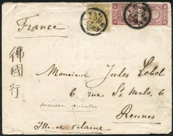 1904 Envelope Addressed To France Bearing 'Koban' 4s Bistre (SG.118) Mixed With 'Chrysanthemum' 3s Maroon (SG.138), Tied - Otros & Sin Clasificación