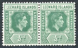 1938-51 ½d Emerald UM Pair Incl. 'ISLANDS' Flaw, SG.96a. (2) Cat. £170+ - Other & Unclassified