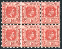 1947 1d Scarlet, Fine M Block Of Six (5x UM) Incl. UM 'DI' Flaw, SG.99a. (6) Cat. £210+ - Autres & Non Classés