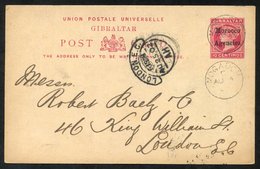 1902 10c Postcard To London With Full Message, Cancelled MOGADOR AU.14.02. - Sonstige & Ohne Zuordnung