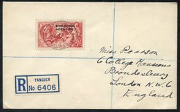 1939 Registered Envelope To England With 5s, Cancelled Registered British P.O Tangier 25.MR.39, Two Similar Cancels Are  - Altri & Non Classificati