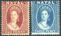 1859-60 No Wmk P.14 1d Rose Red M, Plus 3d Blue, Unused, SG.9/10. (2) Cat. £405 - Other & Unclassified