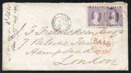 1865 Cover With Original Bank Letter Contents, To London With A Pair Of 6d Cancelled By A Barred '1' With Pietermaritzbu - Other & Unclassified