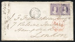 1865 Cover With Original Bank Letter Contents, To London With A Pair Of 6d Cancelled By A Barred '1' With Pietermaritzbu - Autres & Non Classés