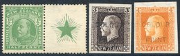 1909 ½d Green Booklet Stamp With Label Attached, Also 1915 3d & 4d Imperf Ovpt 'COLOUR PRINT' Unused. (3) - Altri & Non Classificati