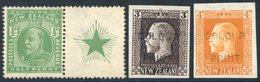 1909 ½d Green Booklet Stamp With Label Attached, Also 1915 3d & 4d Imperf Ovpt 'COLOUR PRINT' Unused. (3) - Autres & Non Classés