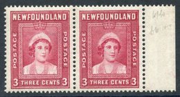 1938 3c Queen Mother Marginal UM Pair With & Without Watermark, SG.269b. (2) Cat. £375. - Other & Unclassified