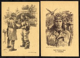 1940's Propaganda Cards In Sepia Of Russian Pilots & Aircraft (7 Different) VF. - Other & Unclassified