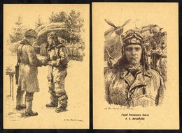 1940's Propaganda Cards In Sepia Of Russian Pilots & Aircraft (7 Different) VF. - Autres & Non Classés