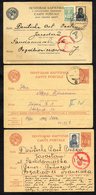 1940-41 Three Russian Stationery Cards Used With German Feldpost Cancels In Red Or Black, Scarce. - Autres & Non Classés