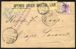 BOER WAR 1902 Censored Cover To Cape Town With A Free State 1d With The Thick 'V' Variety, Cancelled Springfontein JA.2. - Otros & Sin Clasificación