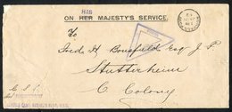 BOER WAR 1902 OHMS Censored Cover With The O.R.C. Crest On The Back, Administrative Cachet Authorized By 'C.S.S. Asst. S - Sonstige & Ohne Zuordnung