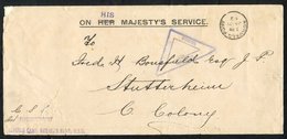 BOER WAR 1902 OHMS Censored Cover With The O.R.C. Crest On The Back, Administrative Cachet Authorized By 'C.S.S. Asst. S - Autres & Non Classés