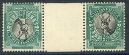 1930-44 ½d Springbok Black & Green, Interpanneau Pair, Variety Tête-bêche, M (gum Wrinkles & Fingerprint In Margin), SG. - Autres & Non Classés