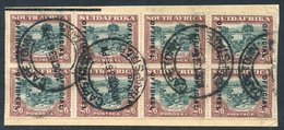 OFFICIAL 1933 2/6d Green & Brown, 17½ - 18½ Between Lines Of Overprint, Used Block Of Eight On Piece With Cape Town 10.O - Altri & Non Classificati