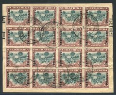 OFFICIAL 1934 2/6d Green & Brown, 21mm Between Lines Of Overprint, Used Block Of Sixteen On Piece, Cape Town 13.MAR.34 C - Sonstige & Ohne Zuordnung