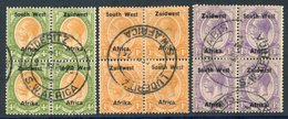 1923-26 Setting III 4d, 1s & 1/3d Blocks Of Four, Used With Central Luderitz Or Gobabis (1/3d) D/stamps Applied At Centr - Other & Unclassified