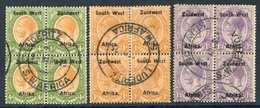 1923-26 Setting III 4d, 1s & 1/3d Blocks Of Four, Used With Central Luderitz Or Gobabis (1/3d) D/stamps Applied At Centr - Autres & Non Classés