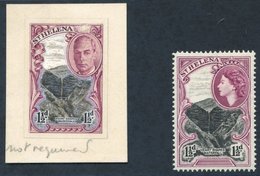 1952 1½d A Composite Hand Painted Essay In Maroon & Grey With Chinese White Highlights Plus Printed King's Head Mounted  - Altri & Non Classificati