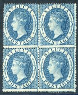 1860 (Dec) Wmk Small Star, Perf 14 To 16, 4d Blue Block Of Four, Unused With Part Or Large Part O.g, Centred To Upper Le - Other & Unclassified