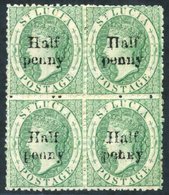 1863 CC Perf 12½, Prepared For Use But Not Issued 'Half/penny' On 6d Emerald Green, A Block Of Four With Large Part O.g, - Autres & Non Classés