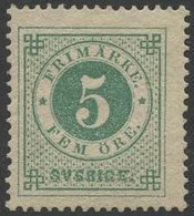 1872-79 P.14 5ore Emerald Green, Fresh Colour Large Part O.g, SG.18a, Cat. £350 - Sonstige & Ohne Zuordnung