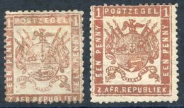 1874 1d Pale Brick-red & 1d Brownish-red Both On Thin Transparent Paper, Both M Part O.g, Small Perf Defects As Usually  - Other & Unclassified