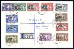 1952 Defin Set Complete On A Reg Cover To Cape Town, Cancelled By Very Fine Tristan 18th Feb 52 C.d.s. - Altri & Non Classificati