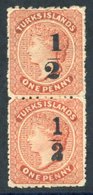 1881 (Jan) Setting 10, ½ On 1d Dull Red Vertical Pair Showing Types 9 Over 10, Fine M With Large Part Original Gum. SG.1 - Other & Unclassified