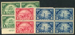 1924 Huguenot Set In Fine M Blocks Of Four (2x UM In Each Block), SG.618/20, Cat. £120+ - Other & Unclassified