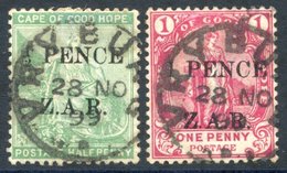 1899 ½d & 1d Surcharged Stamps, Vryburg 28.NO.99 Cancels. (2) - Autres & Non Classés