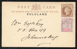 1896 ½d Postcard To Johannesburg, Uprated 1d, Cancelled NKANDHLA AU.20.96. Dundee Transit Back Stamp. Card Has Full Mess - Other & Unclassified