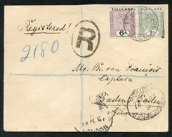 1897 Registered Cover To Germany With 6d & 1s, Cancelled Eshowe NO.29.97. Durban, London & Baden-Baden Transit And Arriv - Altri & Non Classificati