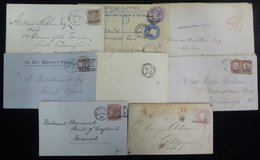 QV Covers: 1d Pink (fault) With Unusual Crown H/stamp, ½d Covers (5) Incl. Bantam Pair, Fine Hanover Street Udc, 1887 So - Other & Unclassified
