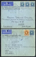 GOLD COAST 1938 Two Airmail Covers Addressed To Accra, Gold Coast 1st Bearing KGV 10d Turquoise (SG.448) Strip Of Three, - Sonstige & Ohne Zuordnung