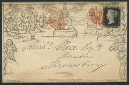 1840 Sept 5th One Penny Envelope 'A161' From London To Shrewsbury, Franked 1d Black Pl.6 GA, Fine Four Margins, Tied By  - Sonstige & Ohne Zuordnung