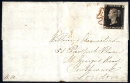 1841 Jan 14th Cover From Chipping Norton To London Franked Pl.6 NB, Four Good Margins, Tied By Fine Red MC, Despatch & R - Altri & Non Classificati