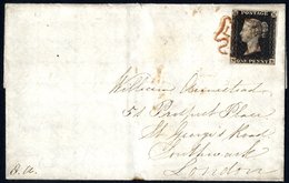 1841 Jan 14th Cover From Chipping Norton To London Franked Pl.6 NB, Four Good Margins, Tied By Fine Red MC, Despatch & R - Other & Unclassified