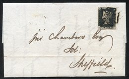 1841 Feb 11th Cover To Sheffield Franked Pl.9 NC, Clear To Huge Margins Tied Fine Black MC, Clean Cover. - Altri & Non Classificati