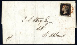 1841 Jan 20th Cover From Luton To St. Albans, Franked Pl.9 TB, Four Good Margins, Tied Fine Red MC, Reverse With Luton D - Sonstige & Ohne Zuordnung