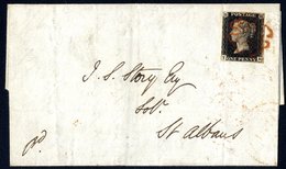 1841 Jan 20th Cover From Luton To St. Albans, Franked Pl.9 TB, Four Good Margins, Tied Fine Red MC, Reverse With Luton D - Autres & Non Classés