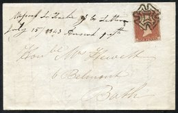 1843 Cover From Dublin To Bath, Franked Pl.20 NI, Good To Large Margins, Well Tied By The Distinctive DUBLIN Maltese Cro - Autres & Non Classés