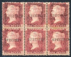 1864 1d Rose-red Pl.146, Fresh M (usual Gum Creases) Block Of Four Optd SPECIMEN, SG.43s. (6) Cat. £1350++ - Other & Unclassified