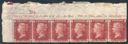 1864 1d Rose-red Pl.163 Upper Left Top Marginal Strip Of Six, Fine O.g (usual Gum Wrinkles) Showing Plate Number & Inscr - Autres & Non Classés