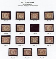 1870 ½d Rose Red (SG.48/9) M Or Unused Set Of Plate Numbers (excl. 9), 14 Of Which Approx Nine Have O.g, Odd Imperfectio - Autres & Non Classés