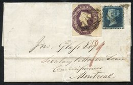 1854 Entire Letter To Montreal, Canada Franked 2d Stars (trimmed At Base) & 6d Embossed Cut Into Right Side With '186' D - Altri & Non Classificati