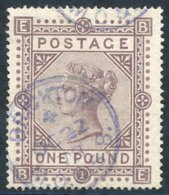 1867-83 Wmk Maltese Cross £1 Brown Lilac BE, VFU With A Brighton C.d.s For OCT.22.78 In Blue. Attractive Example. SG.129 - Altri & Non Classificati