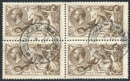 1918 Bradbury 2/6d Brown VFU Block Of Four, Cancelled By A.P.O Constantinople Double Ring C.d.s's, SG.Z185. Cat. £280++ - Otros & Sin Clasificación