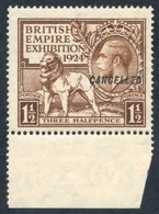 1924 Wembley Exhibition 1½d Brown Optd CANCELLED Type 28 Lower Marginal UM Example. Spec.NCom2v. (1) Cat. £1100 - Otros & Sin Clasificación